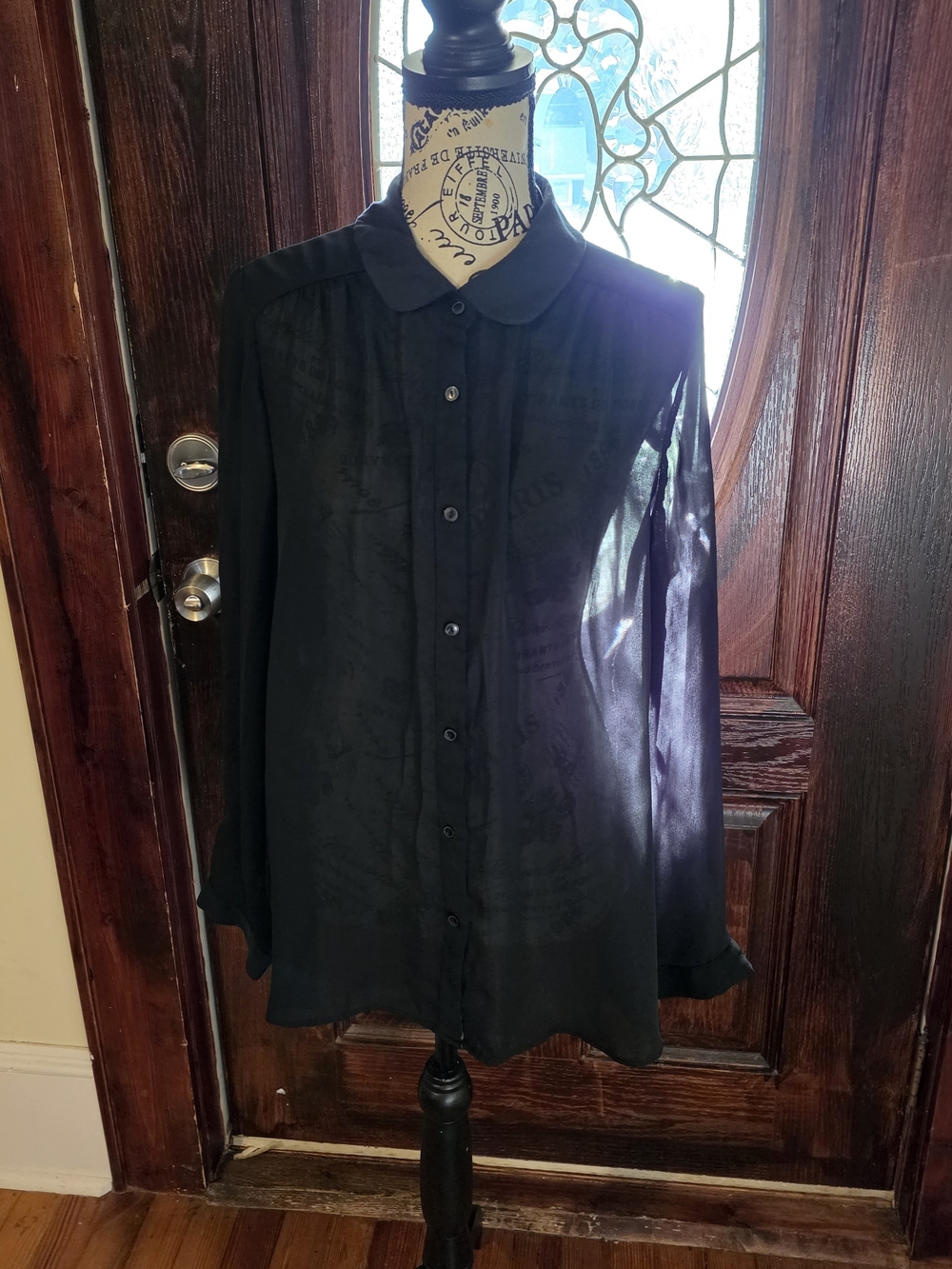 Cynthia Rowley's  Black Button-Up Lightweight Long Shirt Large